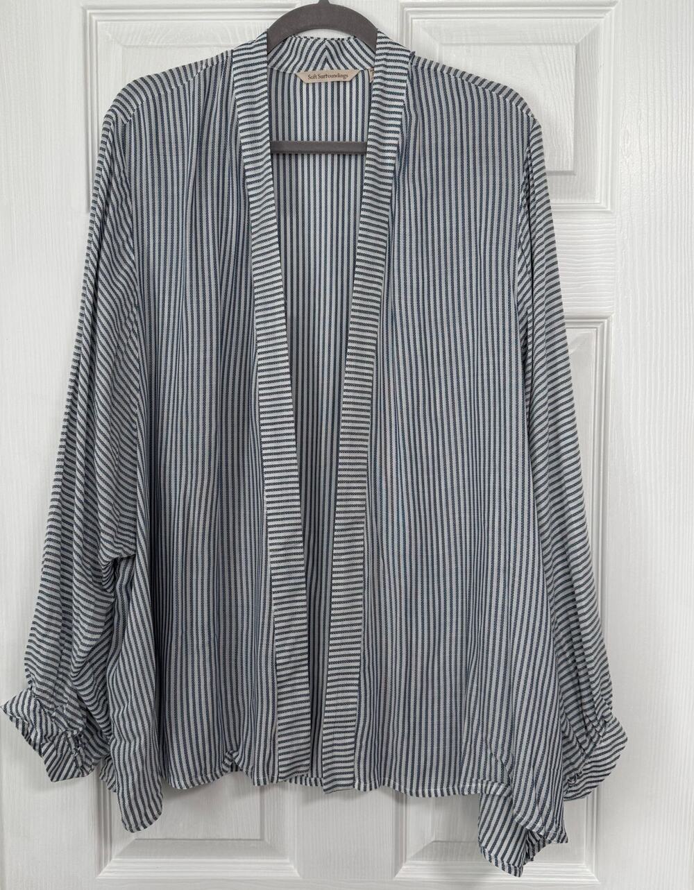 Soft Surroundings Women's Lightweight Striped Open Front Cardigan One Size